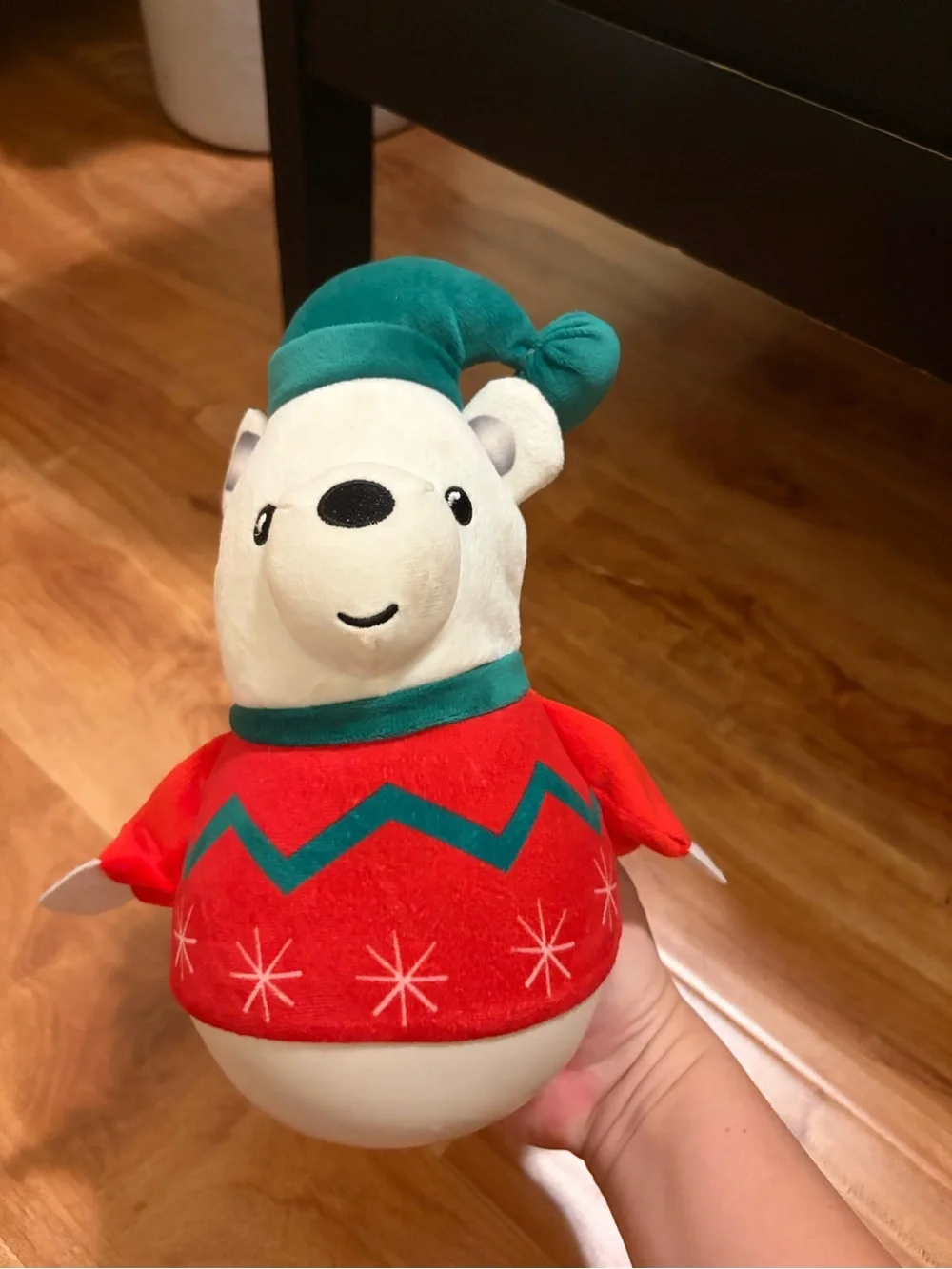 Plush Holiday Polar Bear Dog Toy - Moves